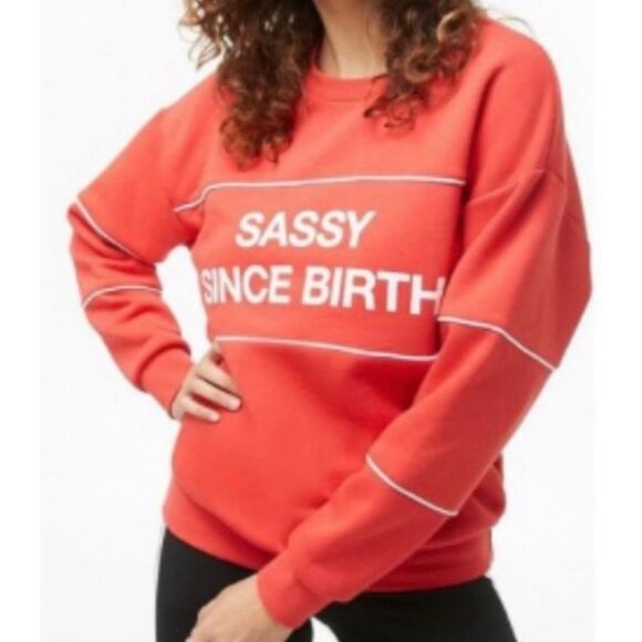 Forever 21 Sassy Since Birth Red Pullover Sweatshirt Large - Picture 1 of 6